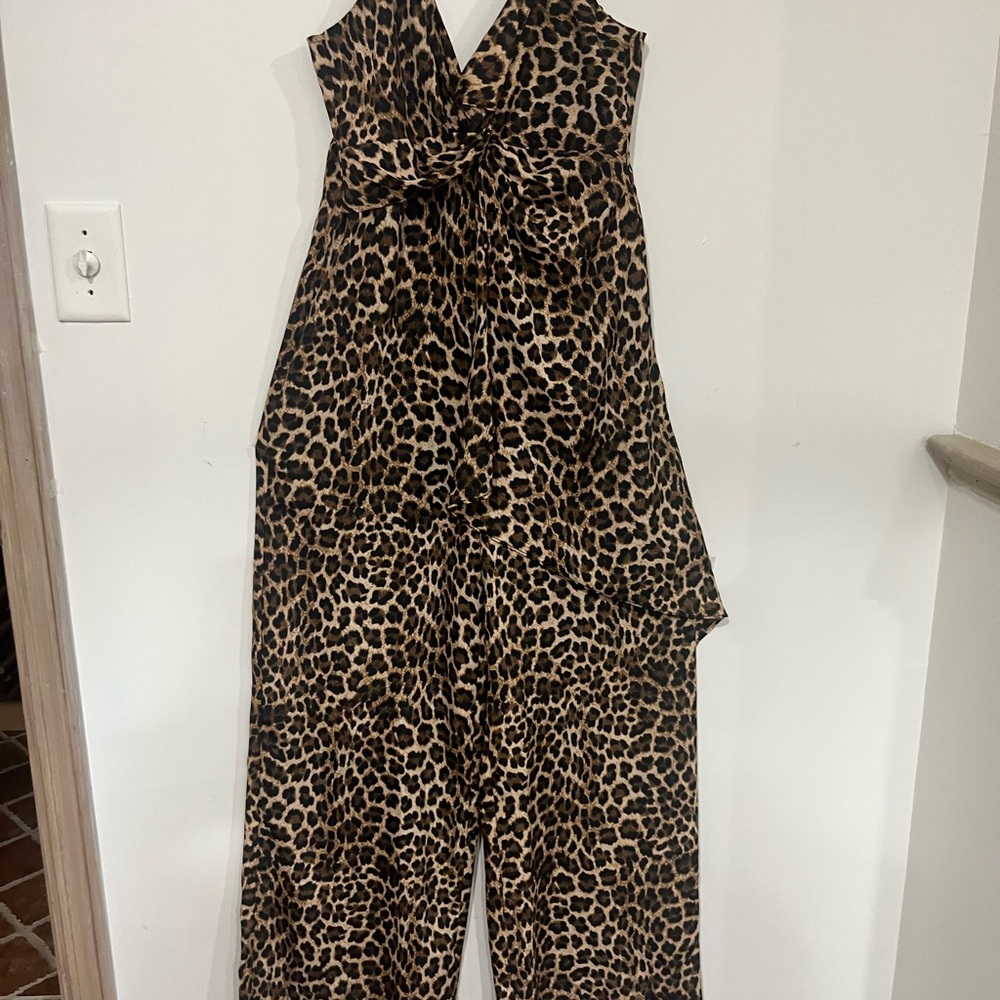 Zara Brown and Black Leopard Print Jumpsuit